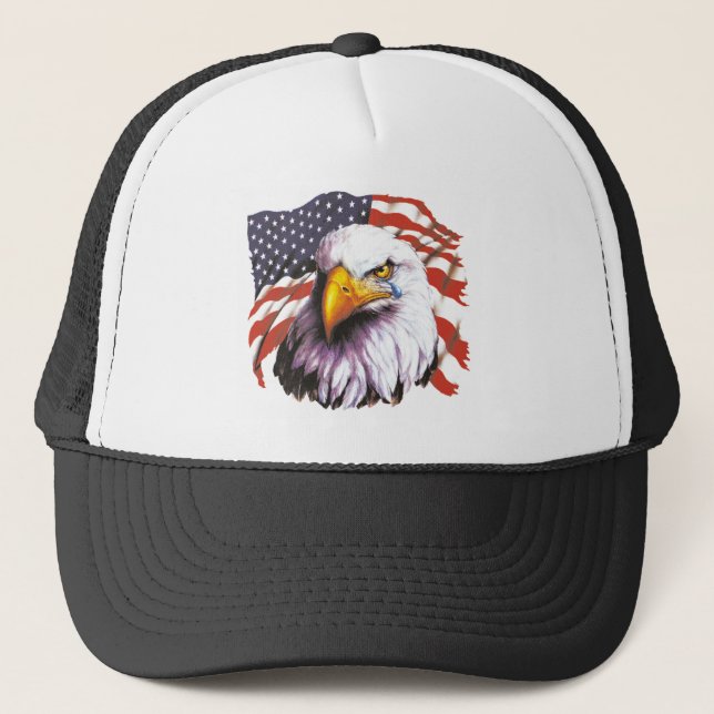 Casquette Eagle chauve avec une larme - drapeau des (Devant)