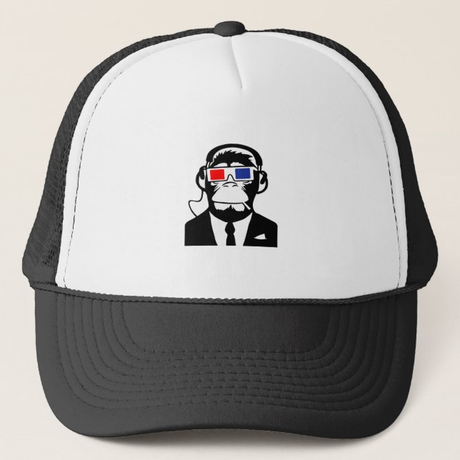 Casquette écouteurs moteurs de club de singe de la singe 3D (Devant)