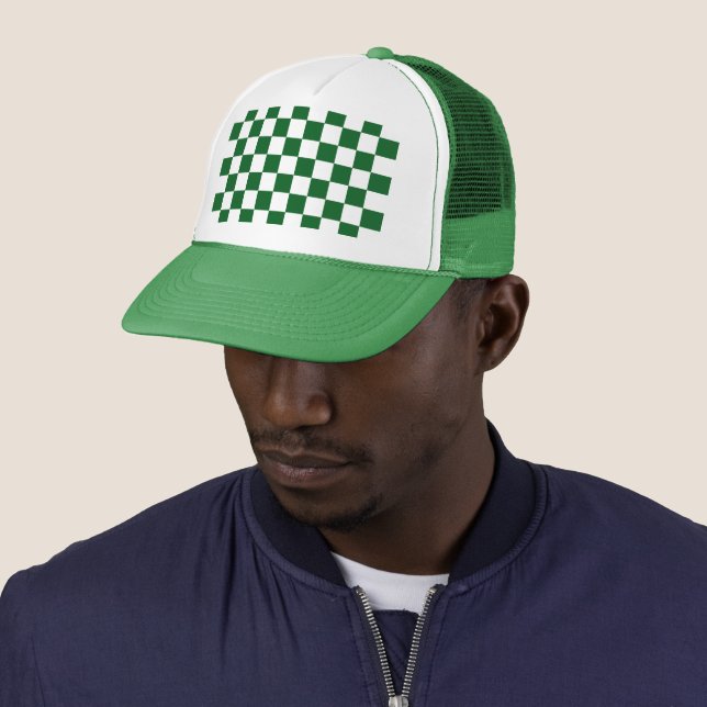 Casquette Écran À damiers Drapeau Green Racing personnalisab (En situation)