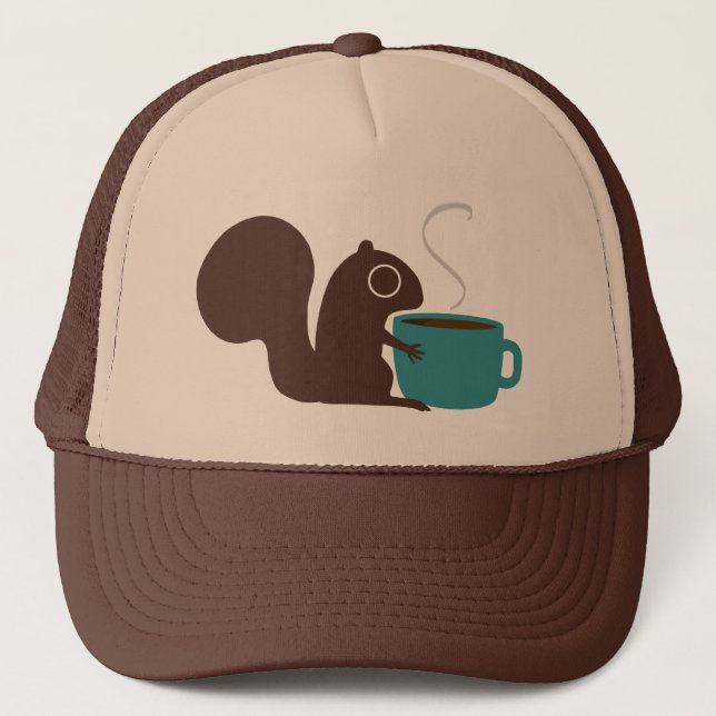 Casquette Écureuil au café | Animal boisé (Devant)