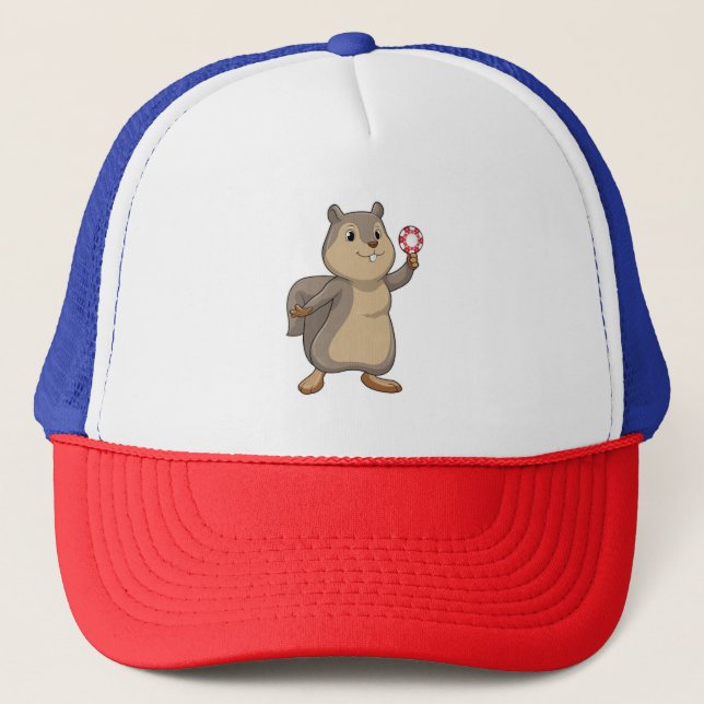 Casquette Écureuil au Poker avec des jetons de Poker (Devant)