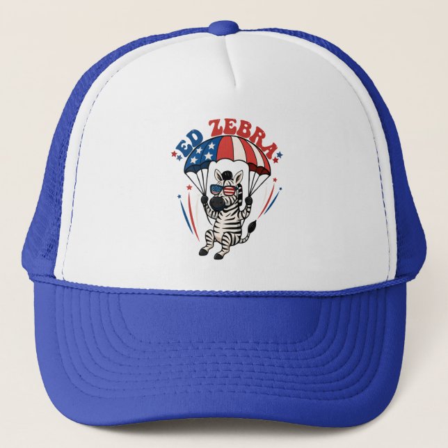 Casquette Ed Zebra Happy 4 juillet drapeau patriotique améri (Devant)