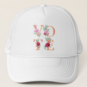 Casquette Élégant Féminin Floral de Pêche Allez Voter