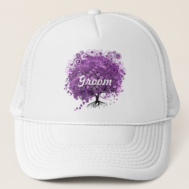 Casquette Élégant Mariage de feuilles d'arbre de coeur pourp (Devant)