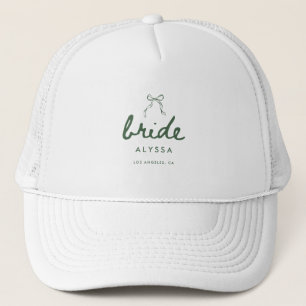Casquette Élégant Mariée Coquette Vert Script Nom de la Mari