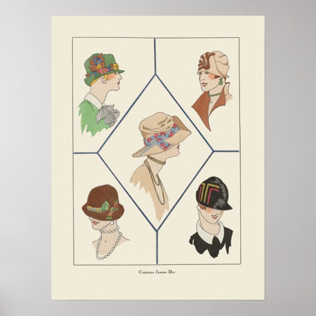 Casquette élégante Illustration française Art Déco (Devant)