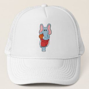 Casquette Elephant comme joueur de basket-ball avec basket-b