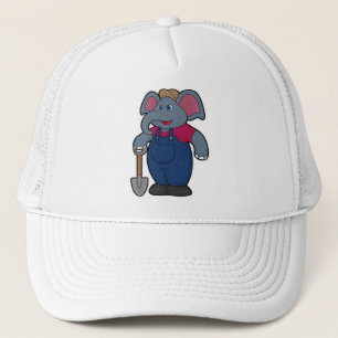 Casquette Elephant en tant que fermier avec Shovel