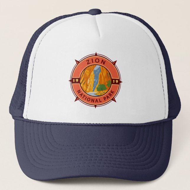 Casquette Emblème de la boussole rétro du parc national Zion (Devant)