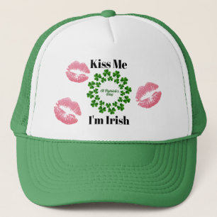 Casquette Embrasse-moi Je suis Irlandais Green and White Tru