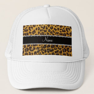 Casquette Empreinte de léopard de parties scintillant jaune