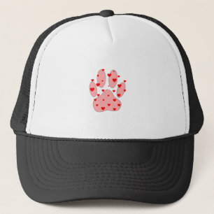 Casquette Empreinte de patte rose aux coeurs