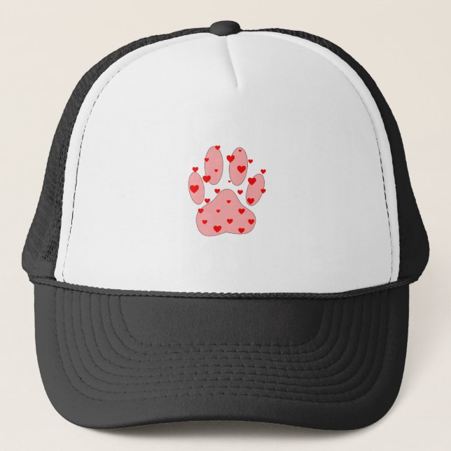 Casquette Empreinte de patte rose aux coeurs (Devant)