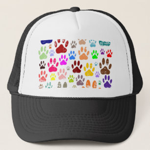 Casquette Empreintes de pattes de chiens colorés en détresse