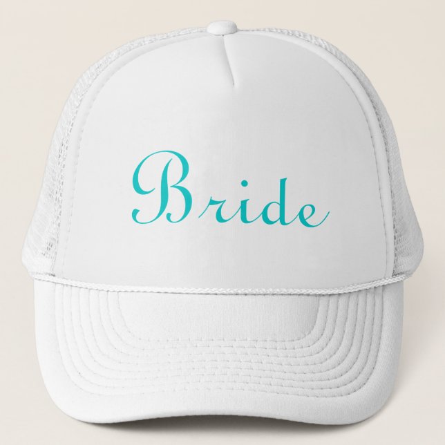 Casquette en lettres turquoise de jeune mariée (Devant)