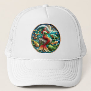 Casquette Enchanter une sirène assise sur un rocher sous une