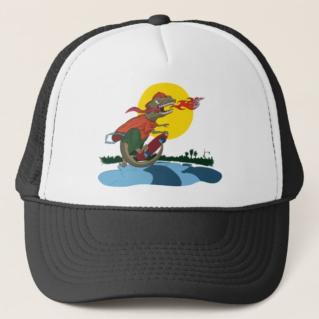 Casquette Enfant frais de dinosaure sur la planche à (Devant)