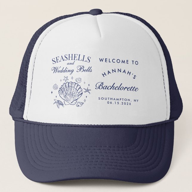 Casquette Enterrement de vie de jeune fille Coquillages rose (Devant)