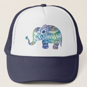 Casquette Éphant tribal floral bleu-vert