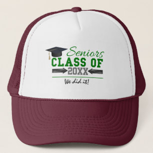Casquette Équipement de graduation vert et gris