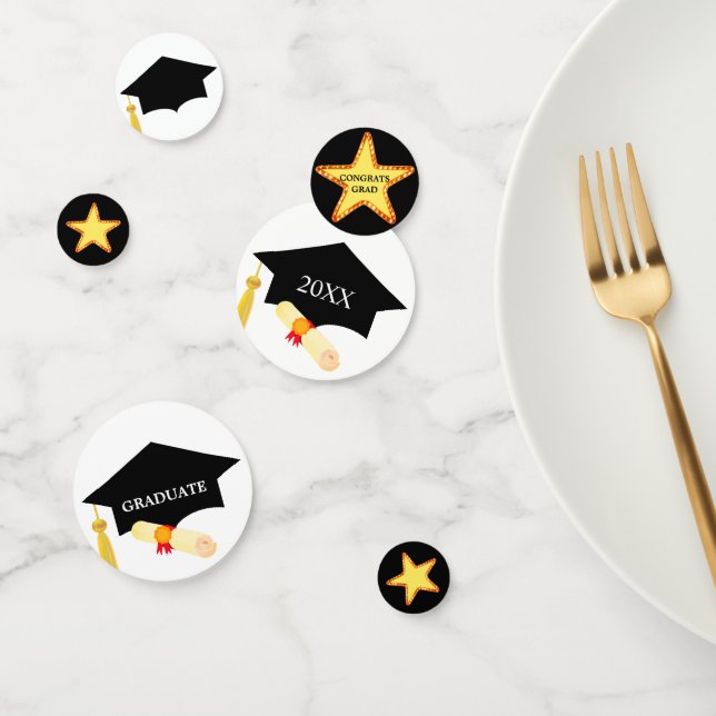 Casquette et étoiles sur Confetti noir & blanc (Groupe)