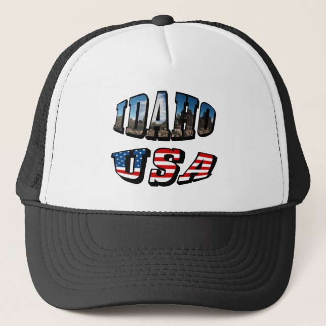Casquette État de l'image Idaho et drapeau USA Texte (Devant)