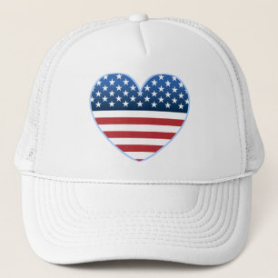 Casquette États-Unis Coeur Drapeau Trucker Chapeau