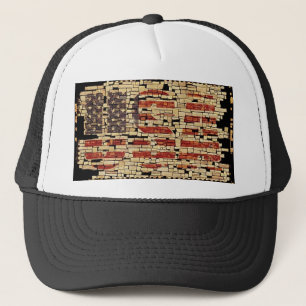 Casquette États-Unis en détresse vintage lettres et drapeau