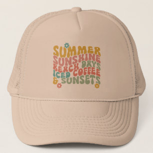 Casquette Été Dit Plage Rétro Couchers de soleil de café gla