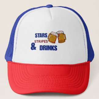 Casquette Étoiles Bandes & Boissons Drôle Patriotique 4 juil