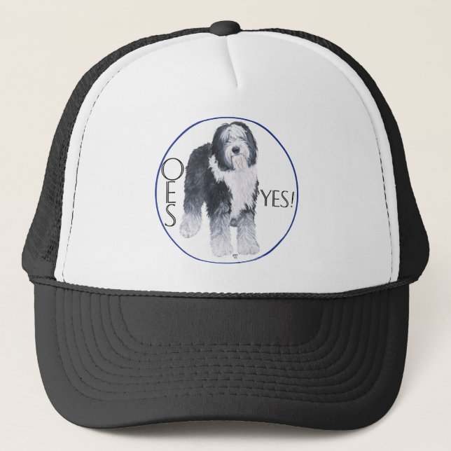 Casquette Étude de tête de vieux chien de berger anglais (Devant)