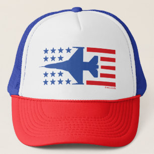 Casquette F-16 Viper Fighter Jet Blue Stars Red Stripes