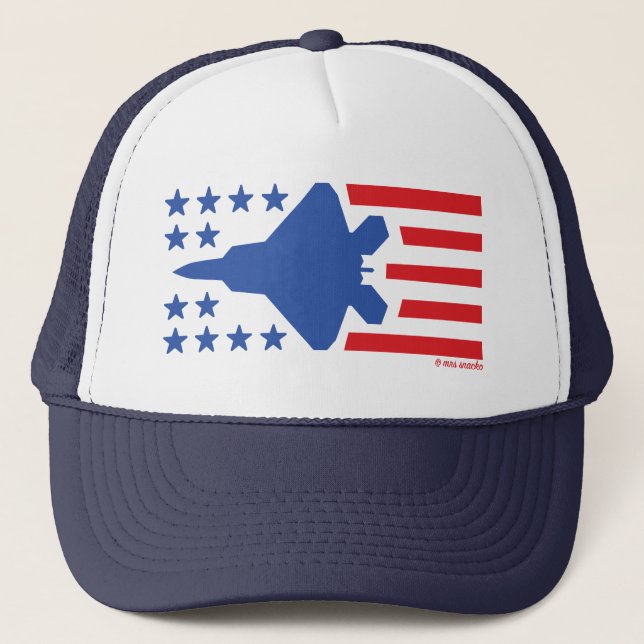 Casquette F-22 Étoiles et rayures d'avion de chasse rouge et (Devant)