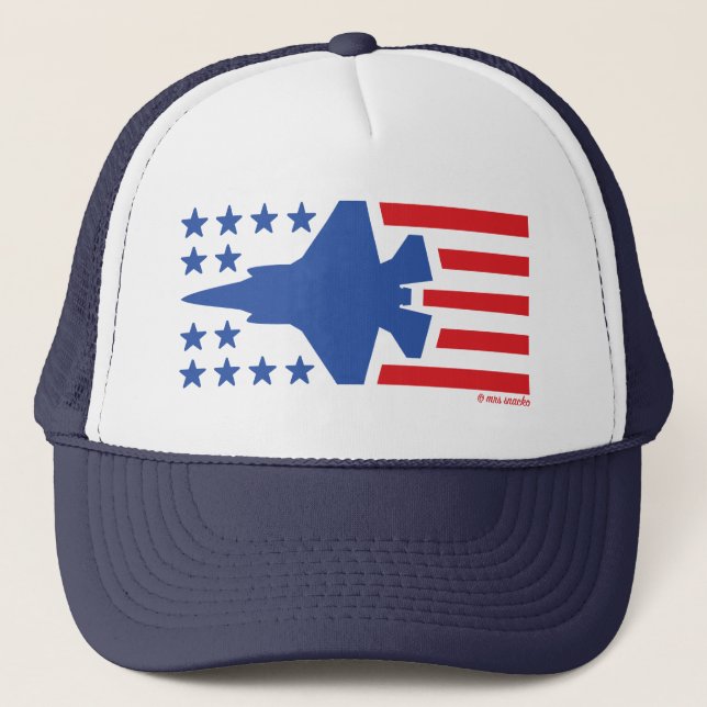 Casquette F-35 Étoiles et rayures d'avion de chasse rouge et (Devant)