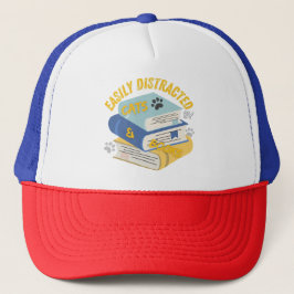 Casquette Facilement distrait par les chats et livres