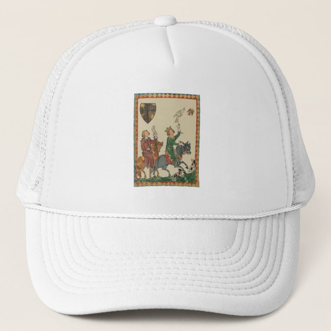 Casquette Falconry, 14th Century Codex Manesse (Devant)