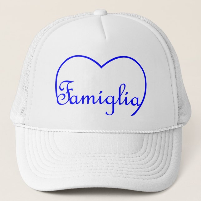 Casquette Famiglia Italien Coeur familial Bleu (Devant)