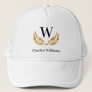 Casquette Famille monogramme initial or laurier noir