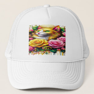 Casquette Feline au milieu d'une floraison vibrante