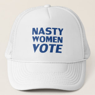 Casquette "femme méchante vote" lettres bleues -