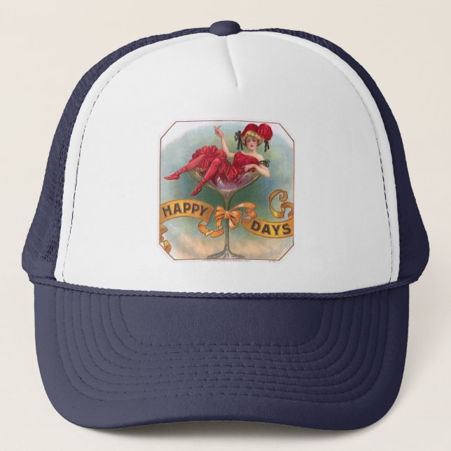 Casquette Femme victorienne Champagne Rouge Happy (Devant)
