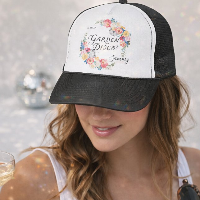 Casquette Fête de Bachelorette Disco de Jardin Monogramme (Créateur téléchargé)