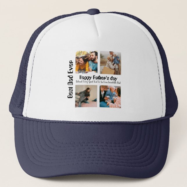 Casquette Fête des pères personnalisée 4 photo collage Meill (Devant)