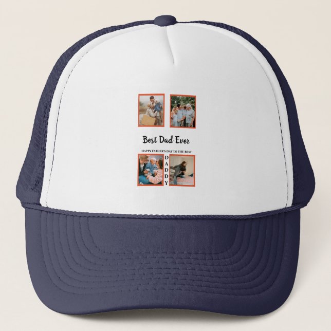 Casquette Fête des pères photo affichage collage pour papa (Devant)