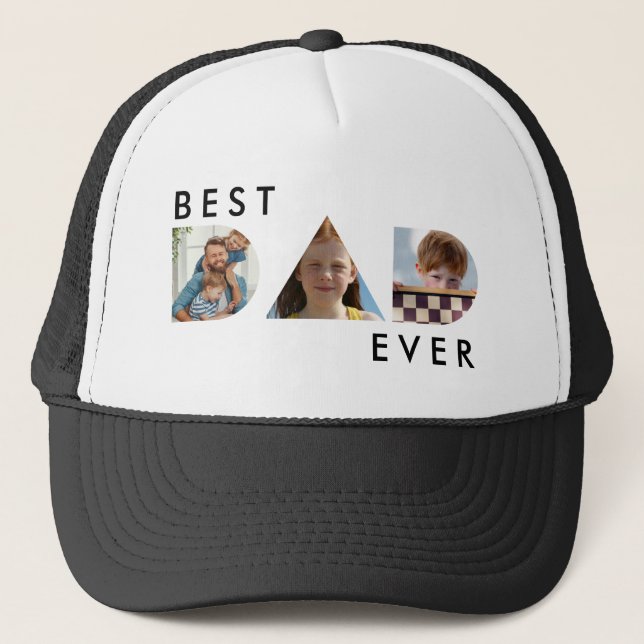Casquette Fête des pères photo de meilleur papa jamais (Devant)
