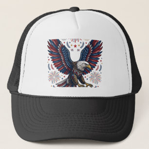 Casquette Feu d'artifice aigle chauve patriotique vecteur vi