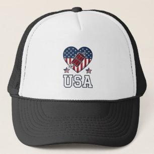 Casquette Feu d'artifice patriotique américain Cœur Vintage 