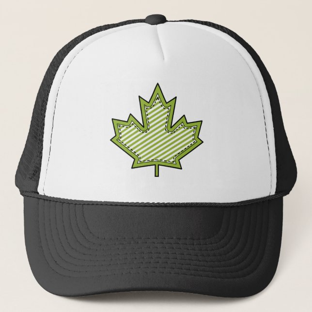 Casquette Feuille d'érable piquée par Applique barrée de (Devant)
