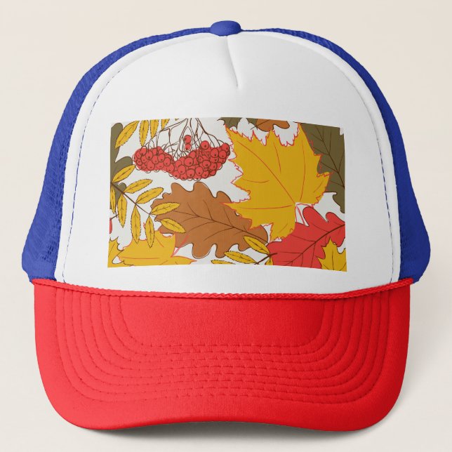 Casquette Feuilles d'automne, simple motif transparent (Devant)