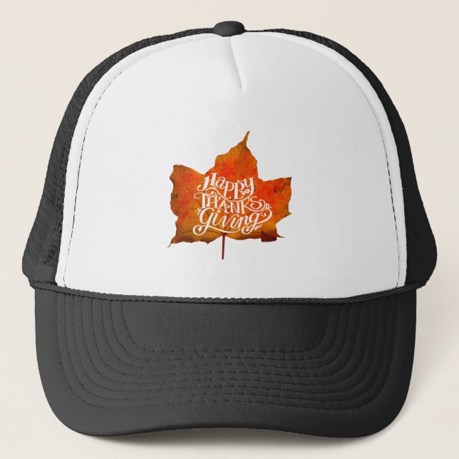 Casquette FEUILLES DE CHUTE DE bon thanksgiving FEUILLES D'A (Devant)